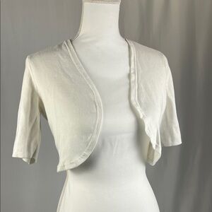 Women’s Cream Cropped Bolero Cardigan Dress Barn Size Small